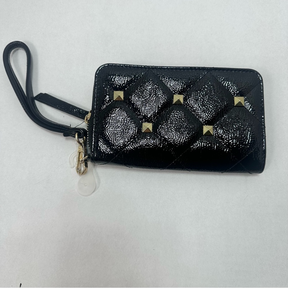 No Boundaries Kendra Black Studded Wallet Wristlet Clutch Purse New